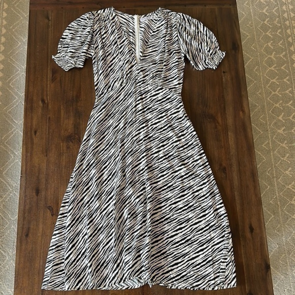 Faithful the brand Marie Louise animal print black and white dress small